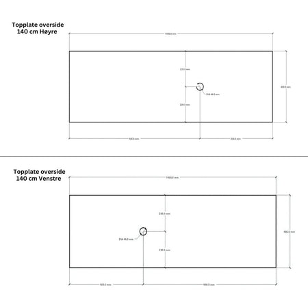 Linn Bad Corian Benkeplate for toppservant