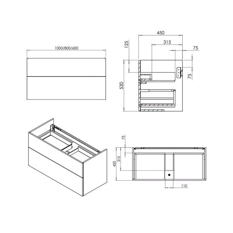 Macro Design CROWN Shape Servantskap 2 skuff med LIGHT servant