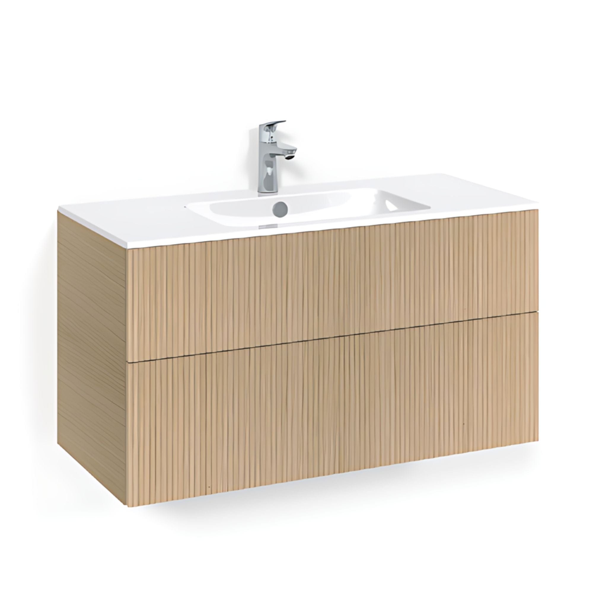 Macro Design CROWN Line/Push-open Servantskap 2 skuff - med LIGHT servant Eik / 100cm / Light 14 Macro Design Møbelpakke bad BUN-FSK100ELPOL14