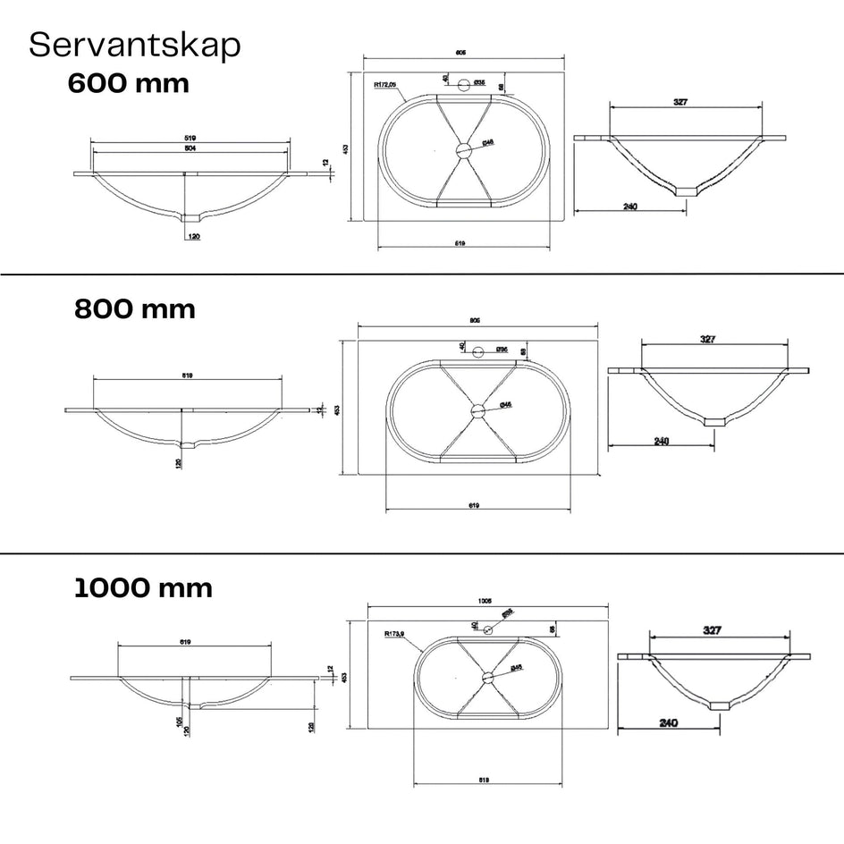 Macro Design CROWN Line Servantskap 2-skuff - med Glasservant Macro Design Møbelpakke bad