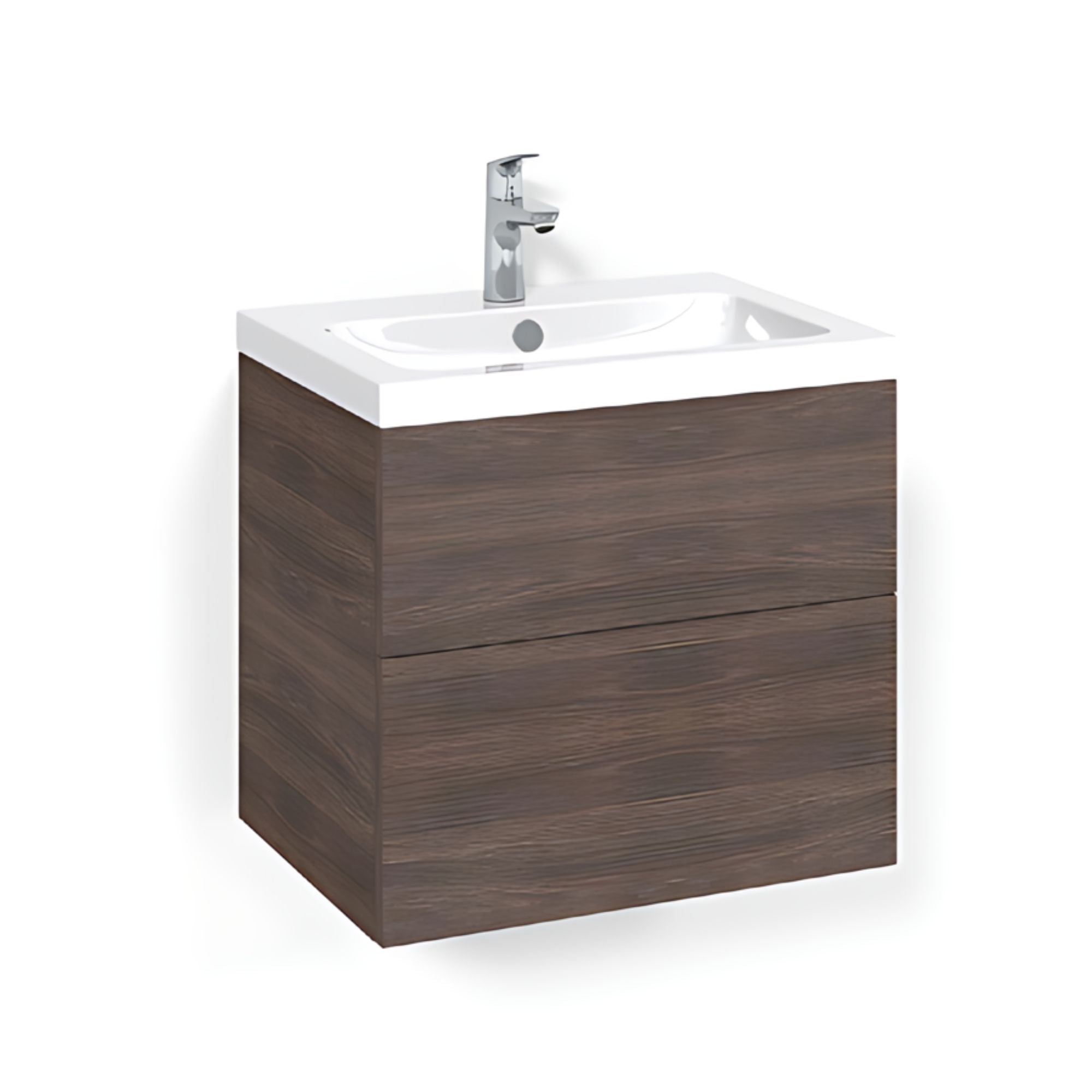 Macro Design CROWN Plain/Push-open Servantskap 2 skuff - med LIGHT servant Brun ask / 60cm / Light 45 Macro Design Servantskap BUN-FSK60BPL45