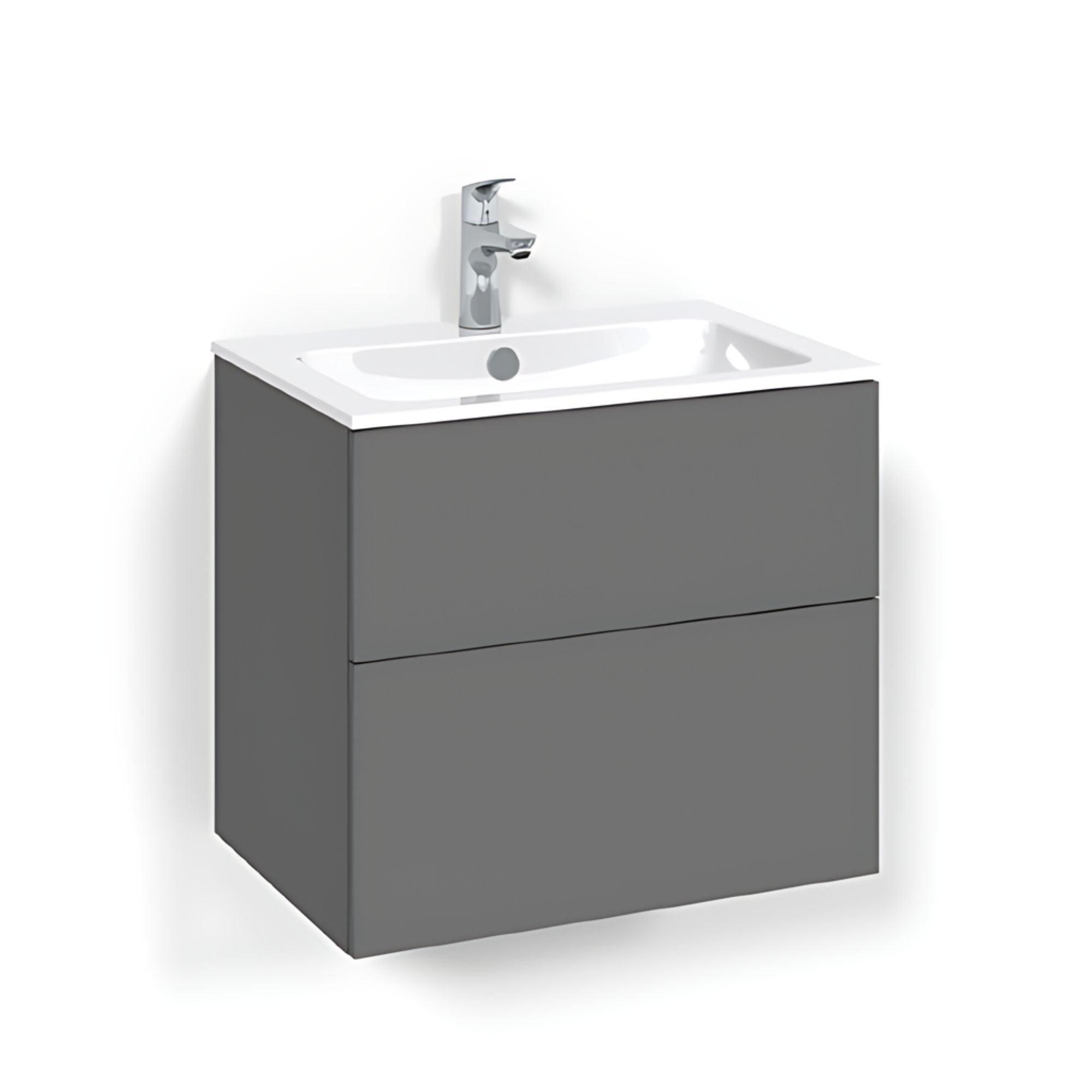 Macro Design CROWN Plain Servantskap 2 skuff - med LIGHT servant Antrasitt / 60cm / Light 14 Macro Design Servantskap BUN-FSK60APL14