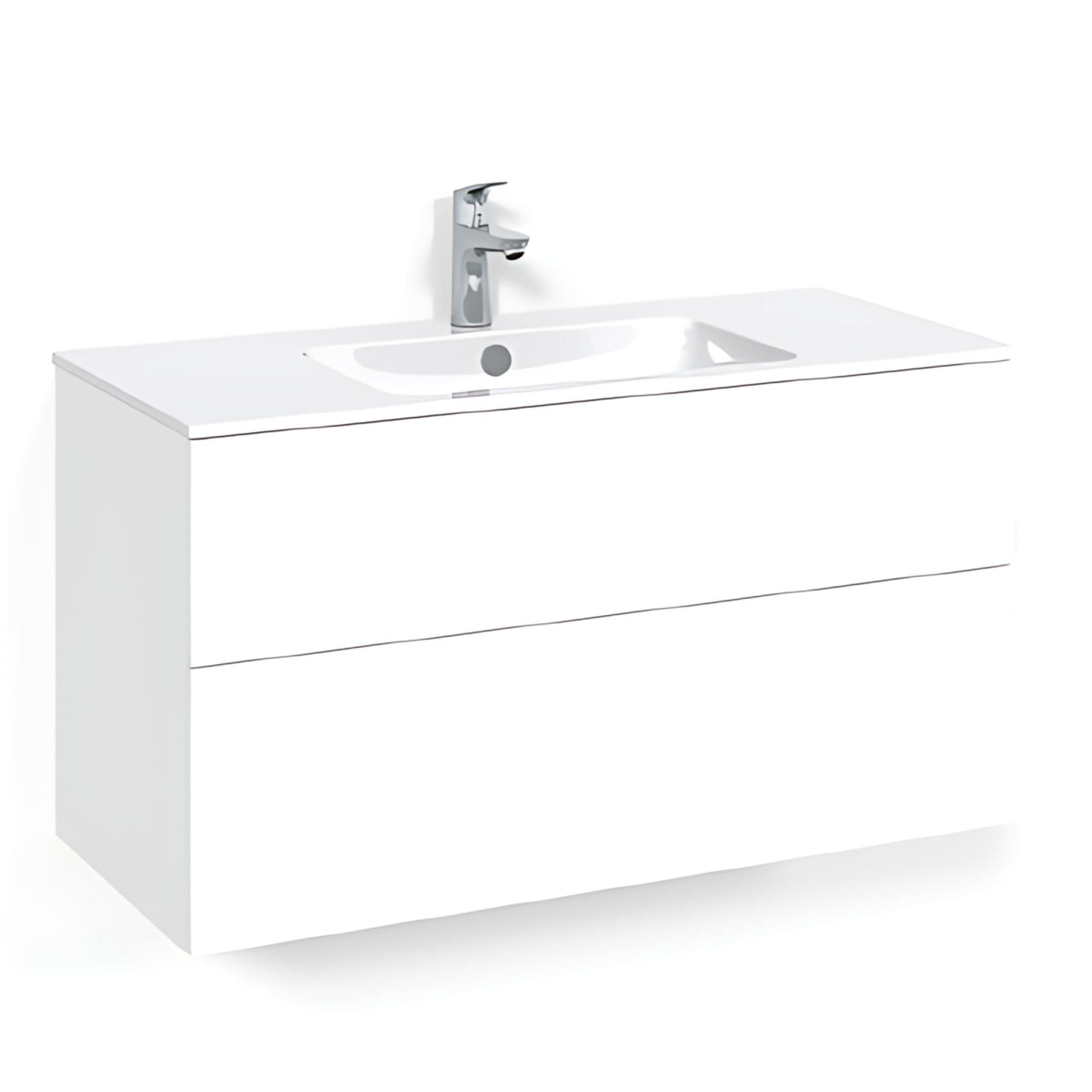 Macro Design CROWN Plain Servantskap 2 skuff - med LIGHT servant Hvit / 100cm / Light 14 Macro Design Servantskap BUN-FSK100VPL14
