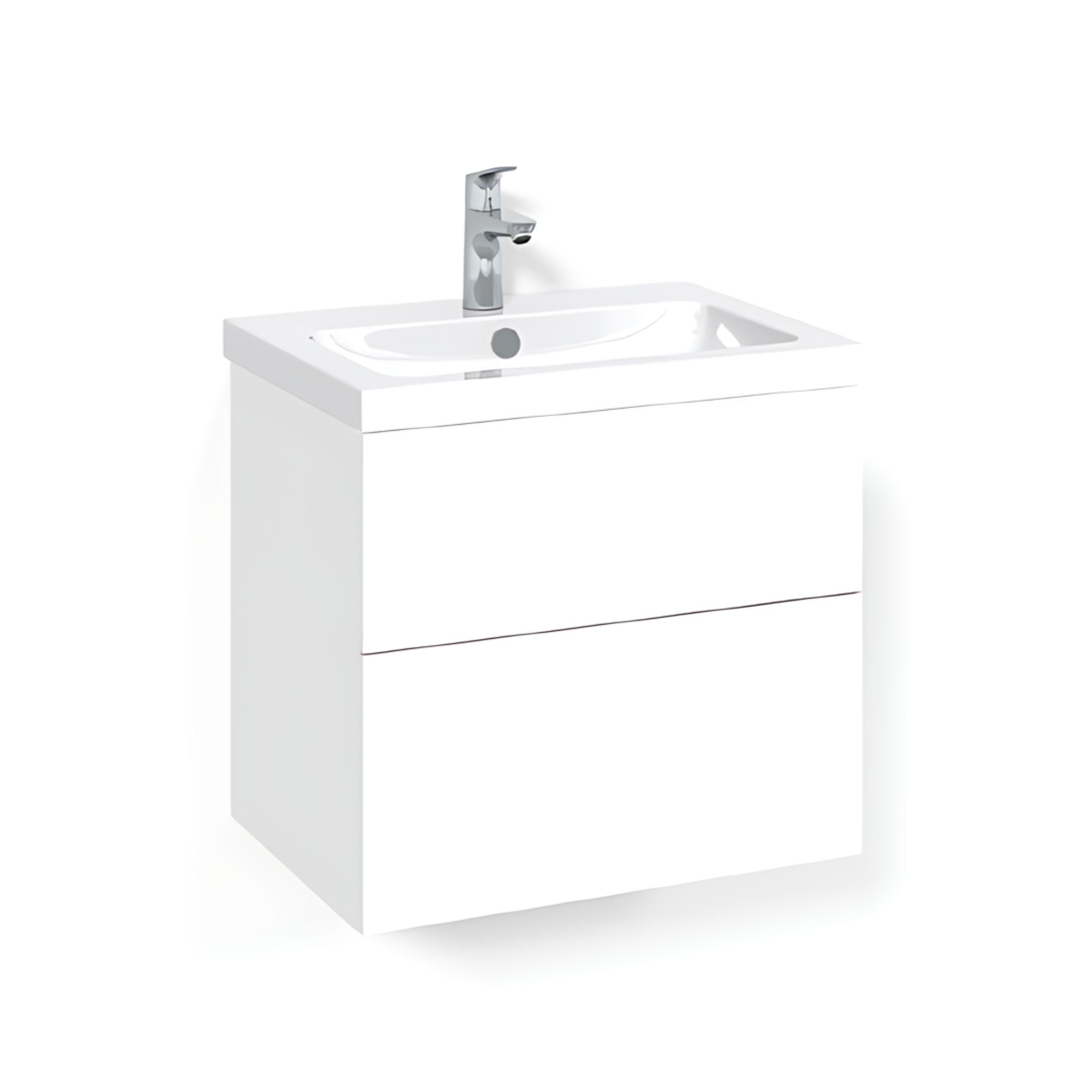 Macro Design CROWN Plain Servantskap 2 skuff - med LIGHT servant Hvit / 60cm / Light 45 Macro Design Servantskap BUN-FSK60VPL45