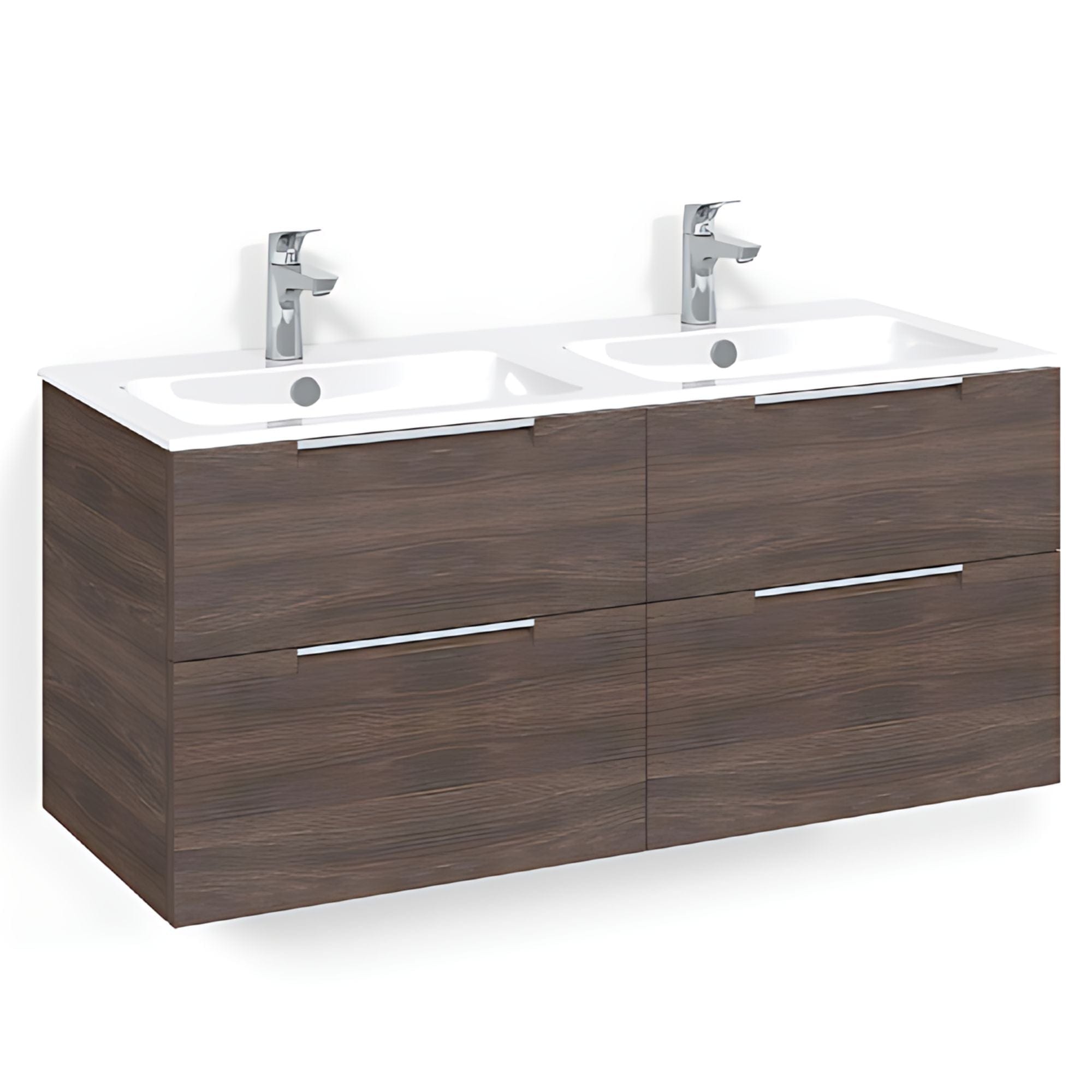 Macro Design CROWN Servantskap skuff - med LIGHT 14 servant 120cm dobbel Brun ask / Grip Macro Design Møbelpakke bad BUN-FSK120BJL14