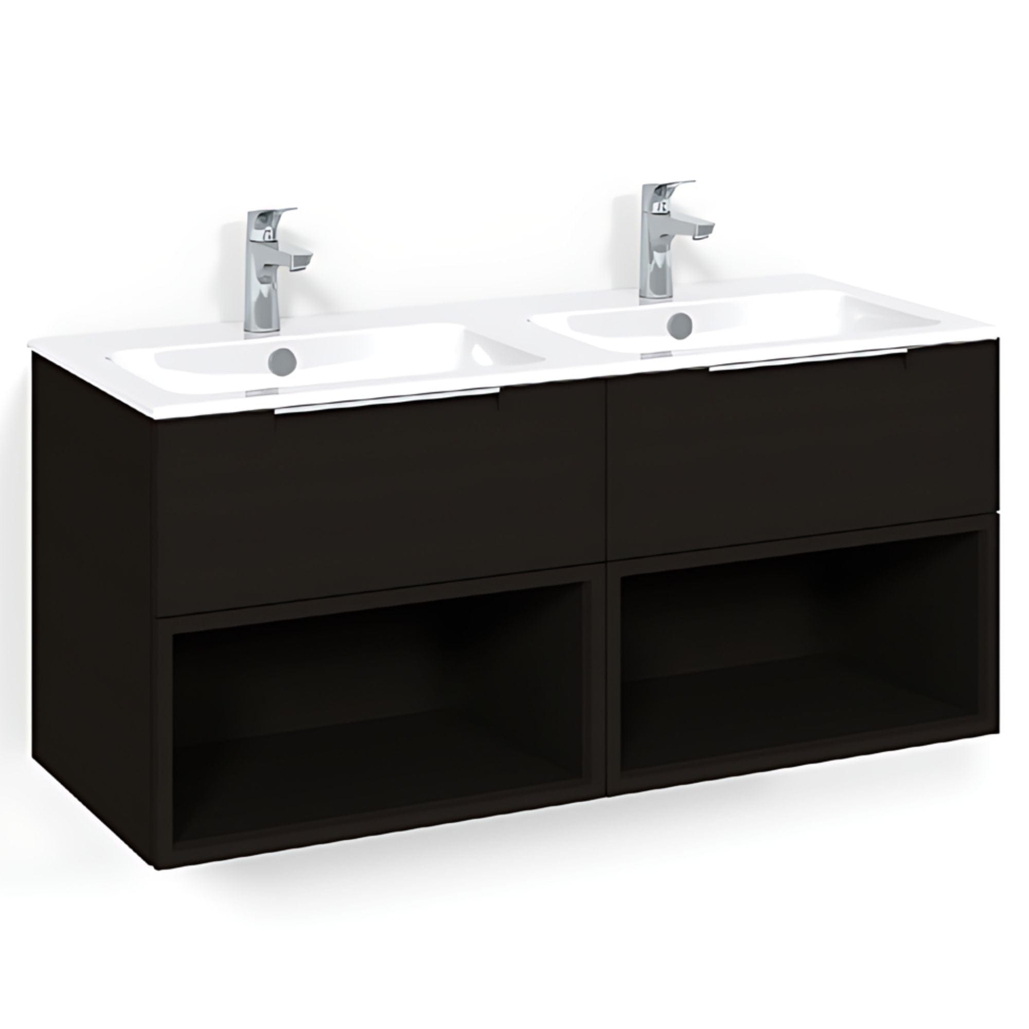 Macro Design CROWN Servantskap skuff - med LIGHT 14 servant 120cm dobbel Svart eik / Open-box Macro Design Møbelpakke bad BUN-FSK120SOL14
