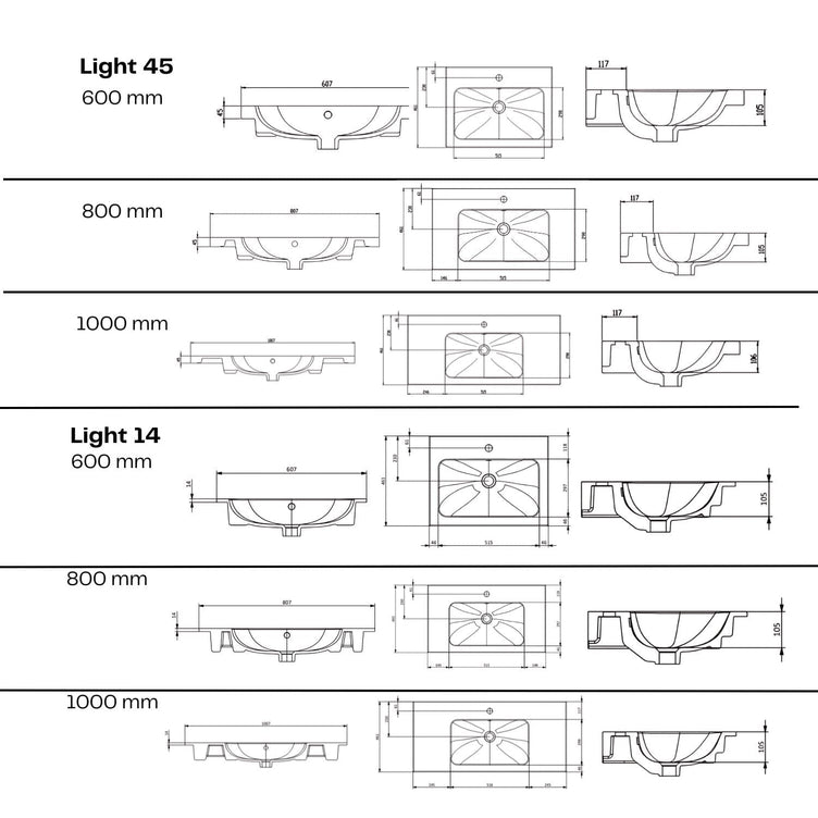 Macro Design CROWN Shape Servantskap 2 skuff med LIGHT servant