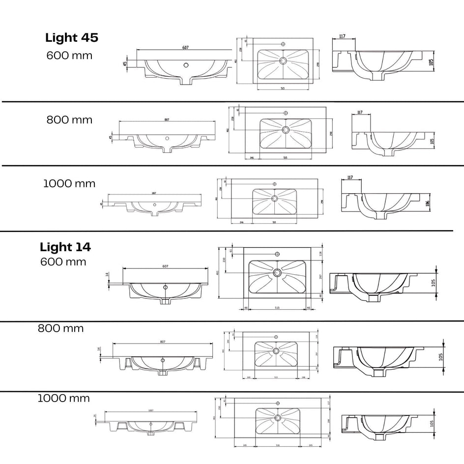 Macro Design CROWN Shape Servantskap 2 skuff - med LIGHT servant Macro Design Møbelpakke bad