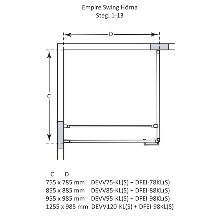 Macro Design Empire Swing Dusjhjørne med Hvit profil