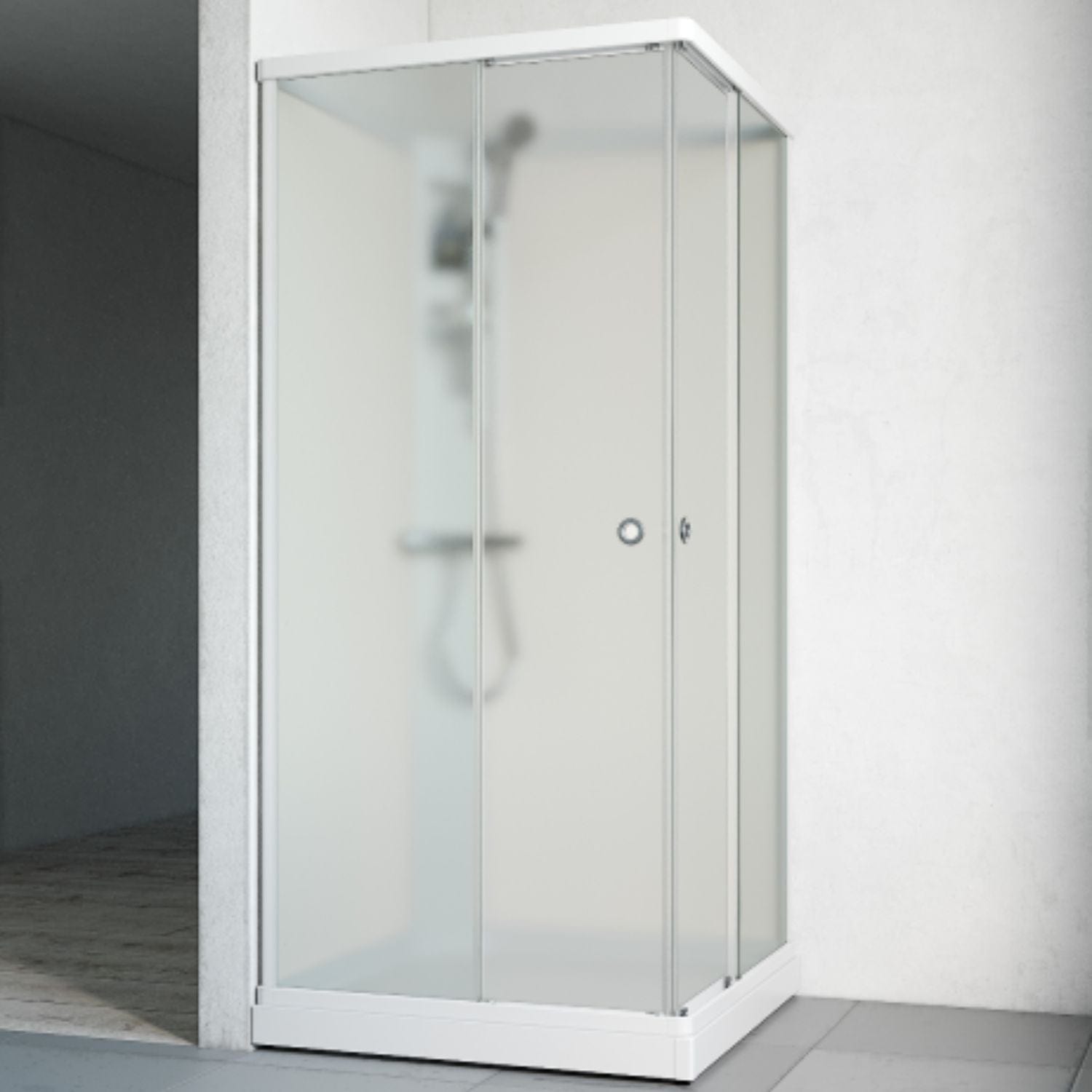 Macro Design FLOW Rett Dusjkabinett Standard Ice Hvit / 81x81cm / Hvit glass Macro Design Dusjkabinett BUN-DKFRYB88VICV