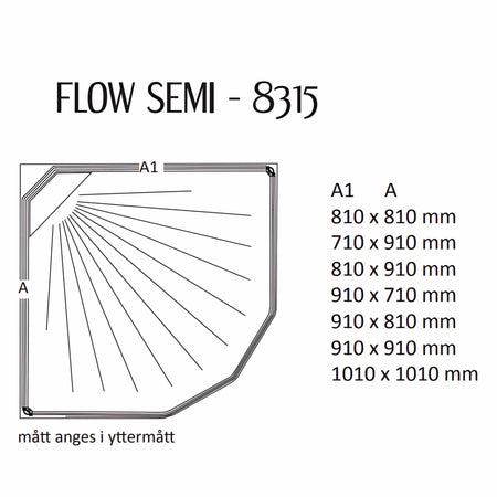 Macro Design FLOW Semi Dusjkabinett Innfelt Blandebatteri - Svart