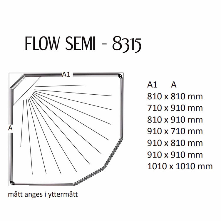 Macro Design FLOW Semi Dusjkabinett Innfelt Blandebatteri - Svart