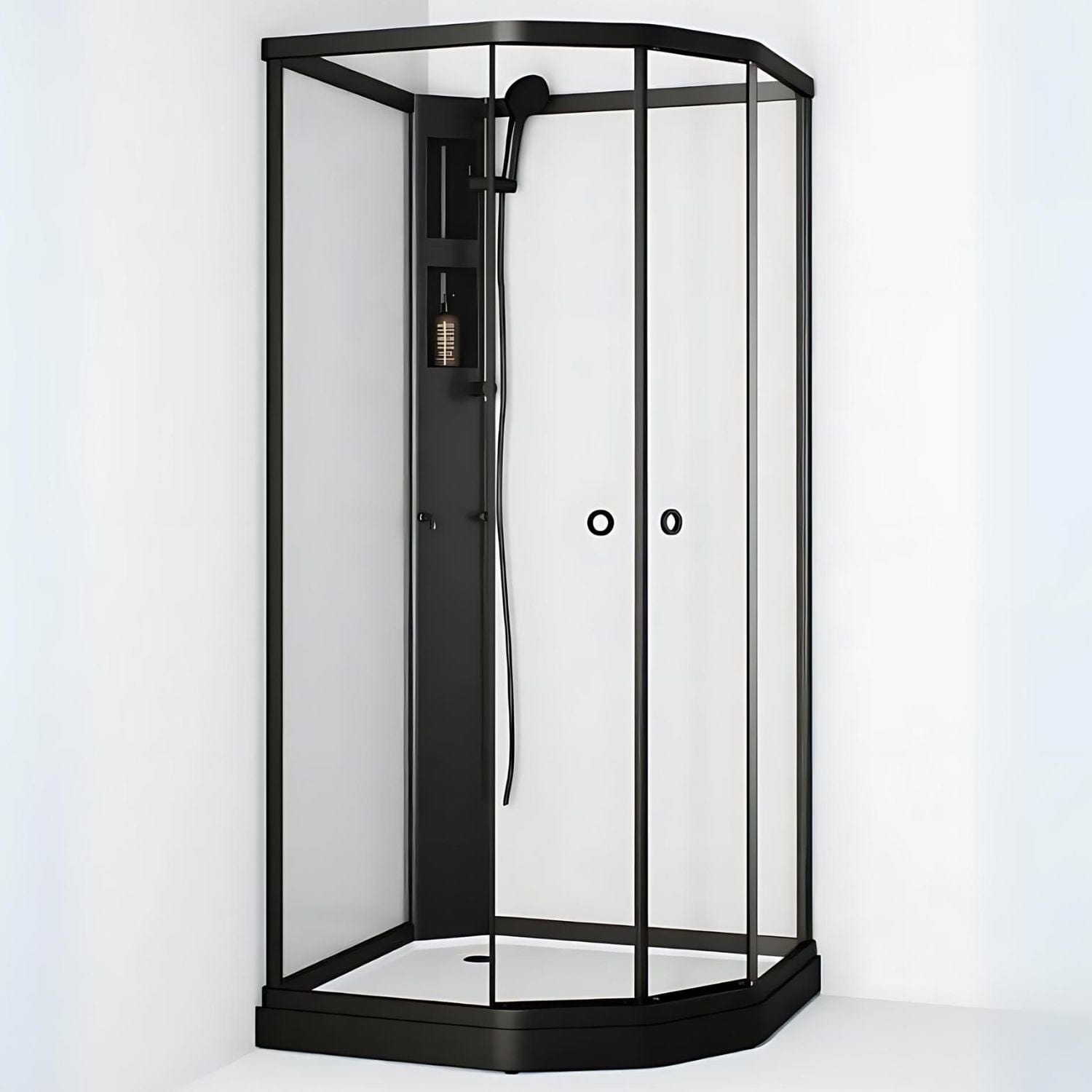 Macro Design FLOW Semi Dusjkabinett Standard Svart / 71x91cm / Klart glass Macro Design Dusjkabinett BUN-DKFSUB79SKL