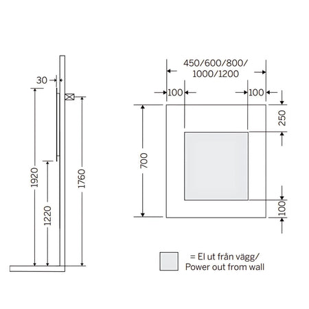 Macro Design AMBILIGHT T-LED firkantet speil med lys (ramme)