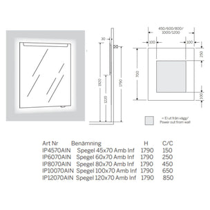 Macro Design AMBILIGHT speil med innfelt lys (front/baklys)