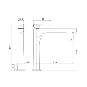 Newform Linfa II Høy Servantbatteri H276mm for benkeplate