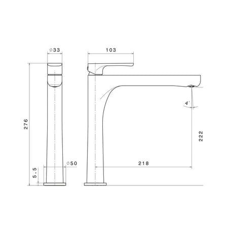 Newform Linfa II Høy Servantbatteri H276mm for benkeplate