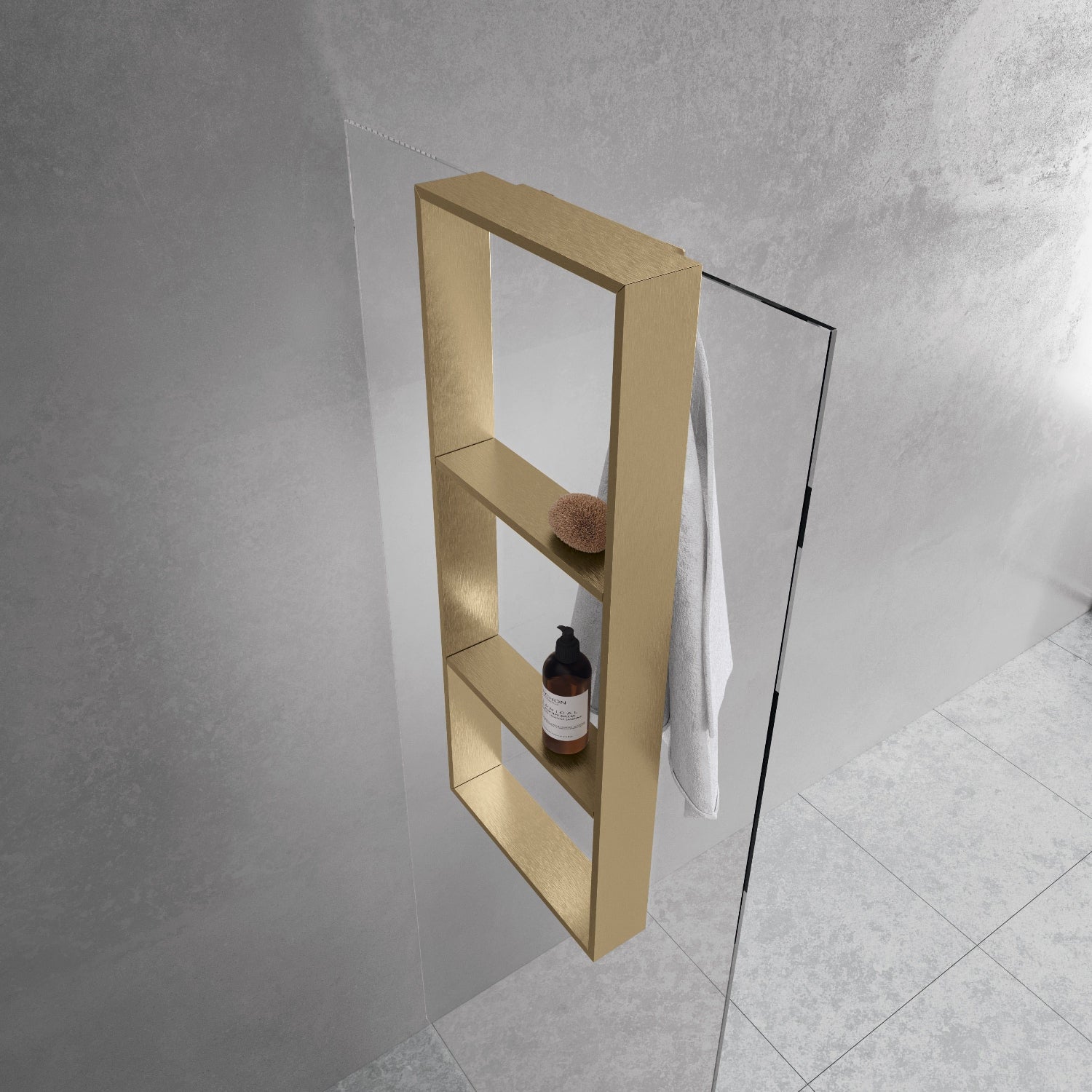 Novellini Frame Dusjhylle med 3 innvendige hyller og håndklekroker Børstet bronse Novellini Dusjhylle KO-R90AKFPO3590-Q