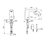 Oras Electra 9260FZ Curve Safety Servantbatteri 3V Berøringsfri