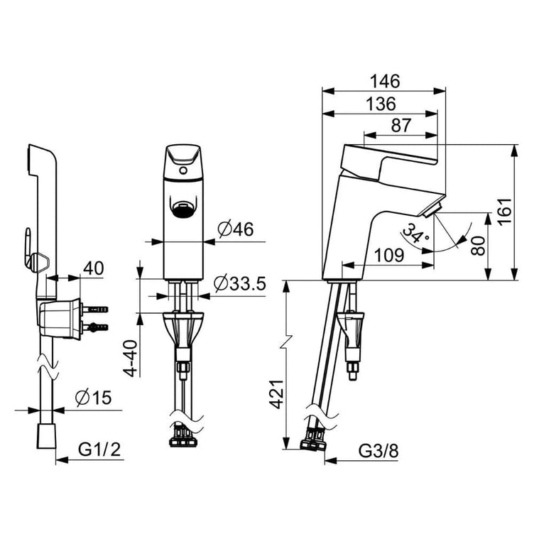 Oras Optima 2612F-105 Servantbatteri Bidetta 4,2 l/min