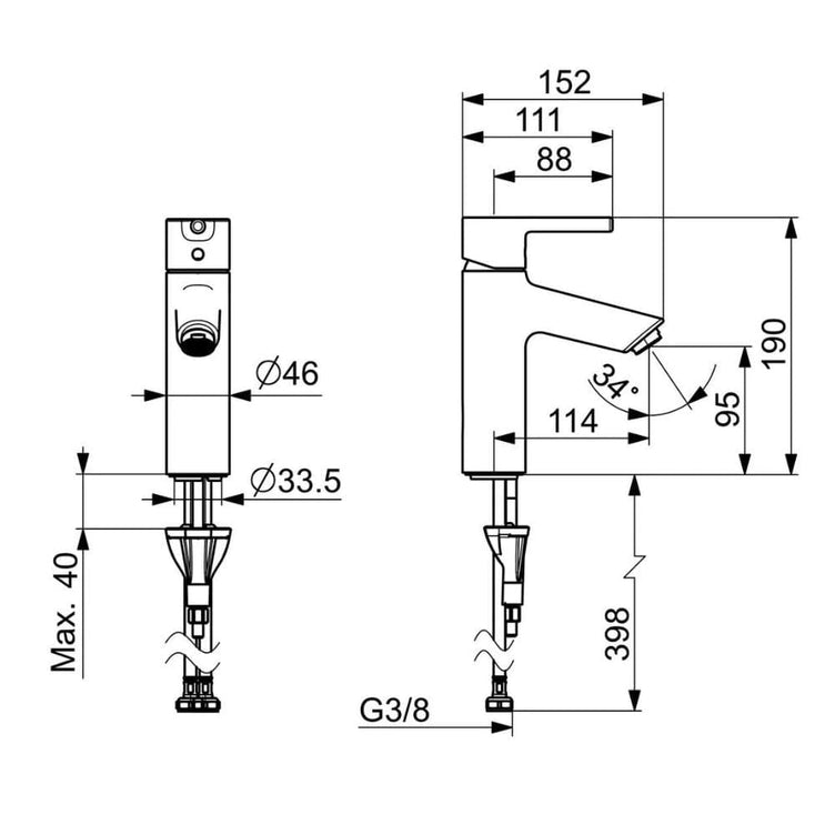 Oras Optima XL 2605AF Servantbatteri