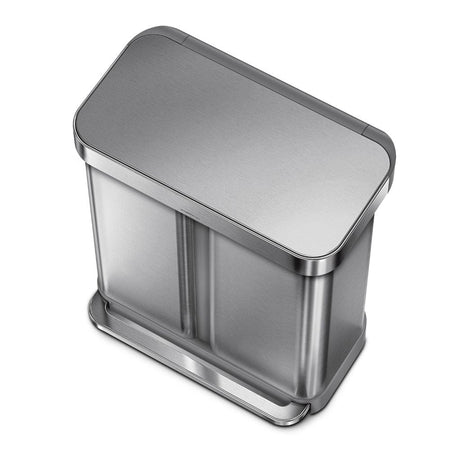 OUTLET: Simplehuman Pedalbøtte Kildesortering 58L Børstet stål
