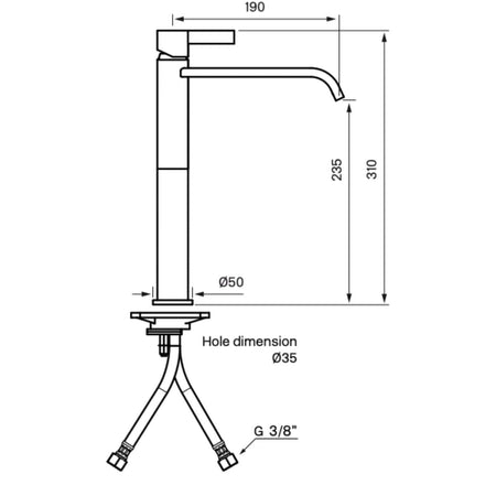 OUTLET: Tapwell ARM081 AGr Servantbatteri H312mm Ascot Grey, For benkeplate