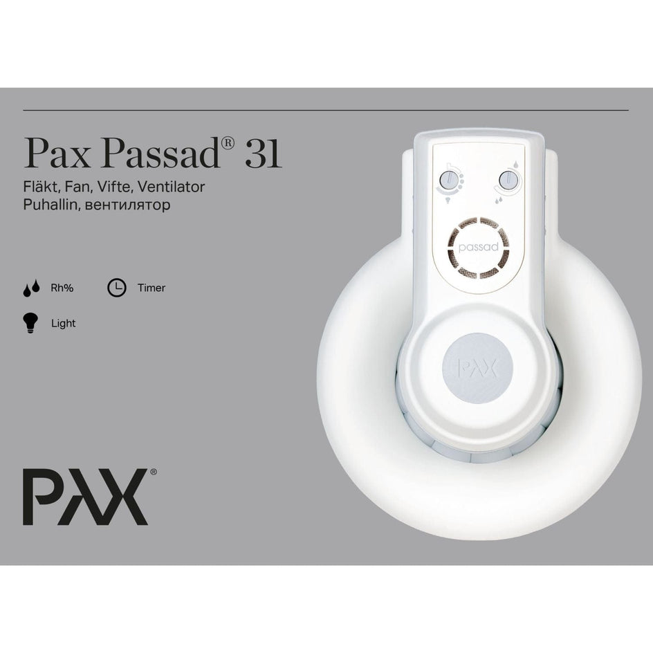 Pax Passad 30 Baderomsvifte - toppmodell uten kaldrasspjeld Pax Baderomsvifte GRO-4910623