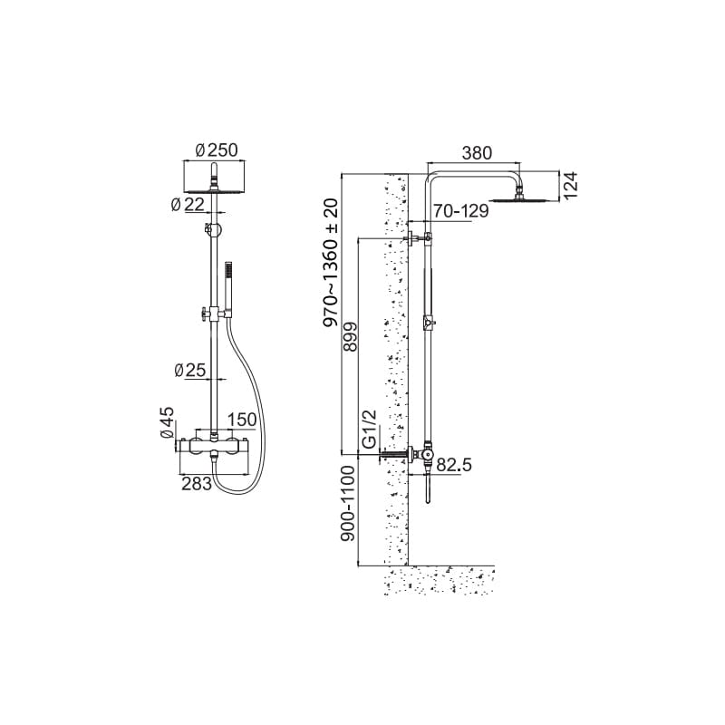 Primy Steel Pleasure 2 takdusjsett med hånddusj Primy Takdusj