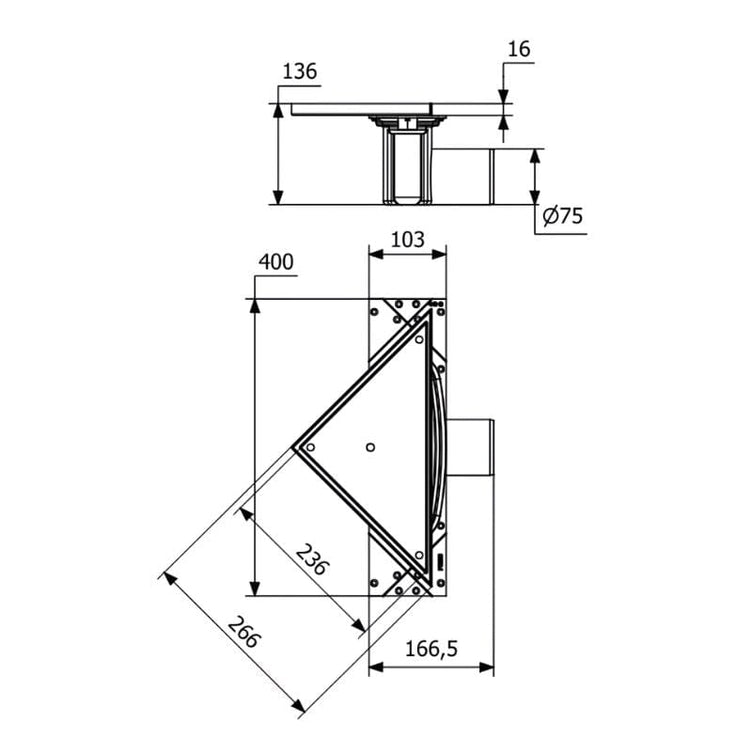Purus Corner Tile Insert - Sideutløp