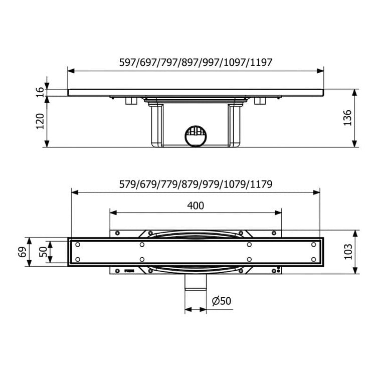 Purus Line Tile Insert - Sideutløp