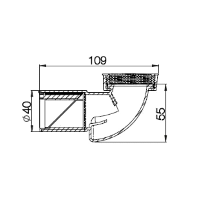 Purus PUM Vannlås 1 1/2"-1 1/4"xØ40mm sevantalbue horisontal