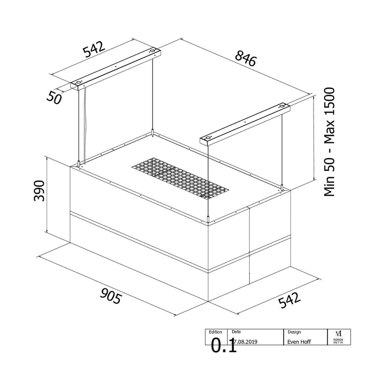 Røroshetta Stripe Fritthengende Ventilator 90cm
