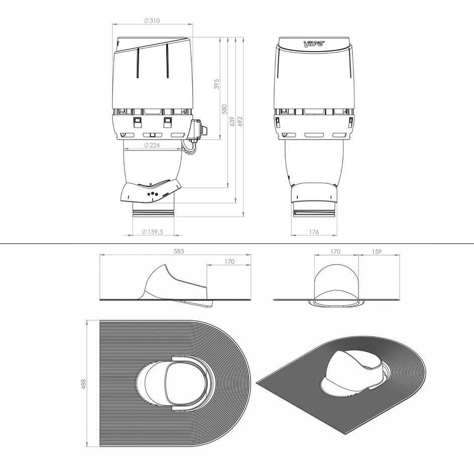 RørosHetta Takvifte for takpapp/shingle 11°–45° RørosHetta Tilbehør kjøkkenvifte RO-403008