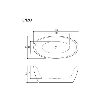 Sanipro Enzo 179 Frittstående Badekar Solid Surface