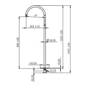Scandtap Steel Harmonized Gulvmontert Badekartut