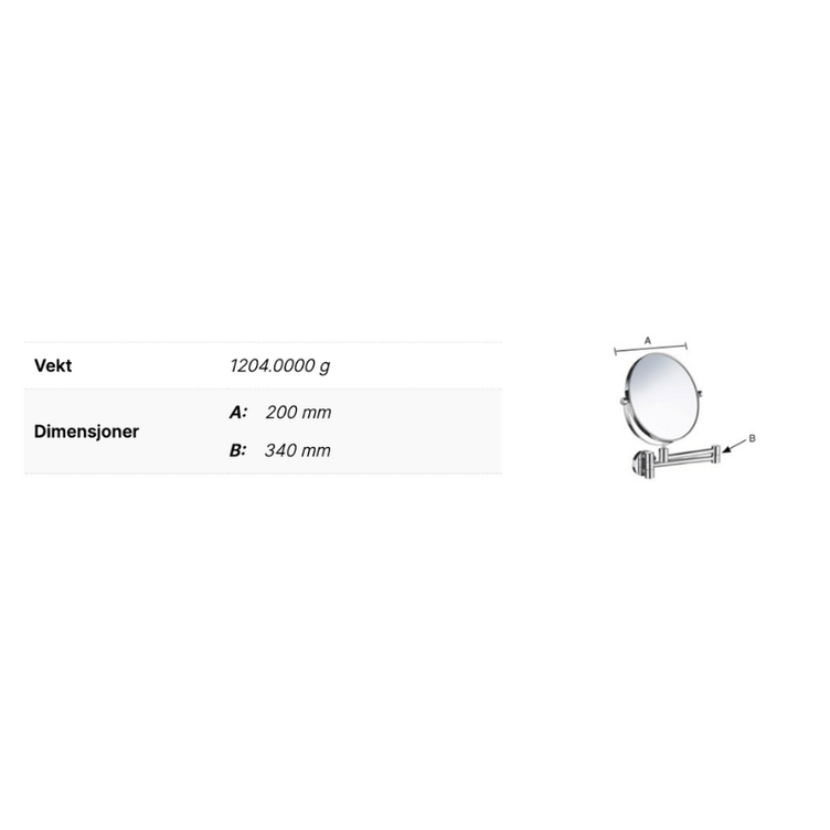 Smedbo Outline FK445 Sminkespeil 7x Svingbar Arm