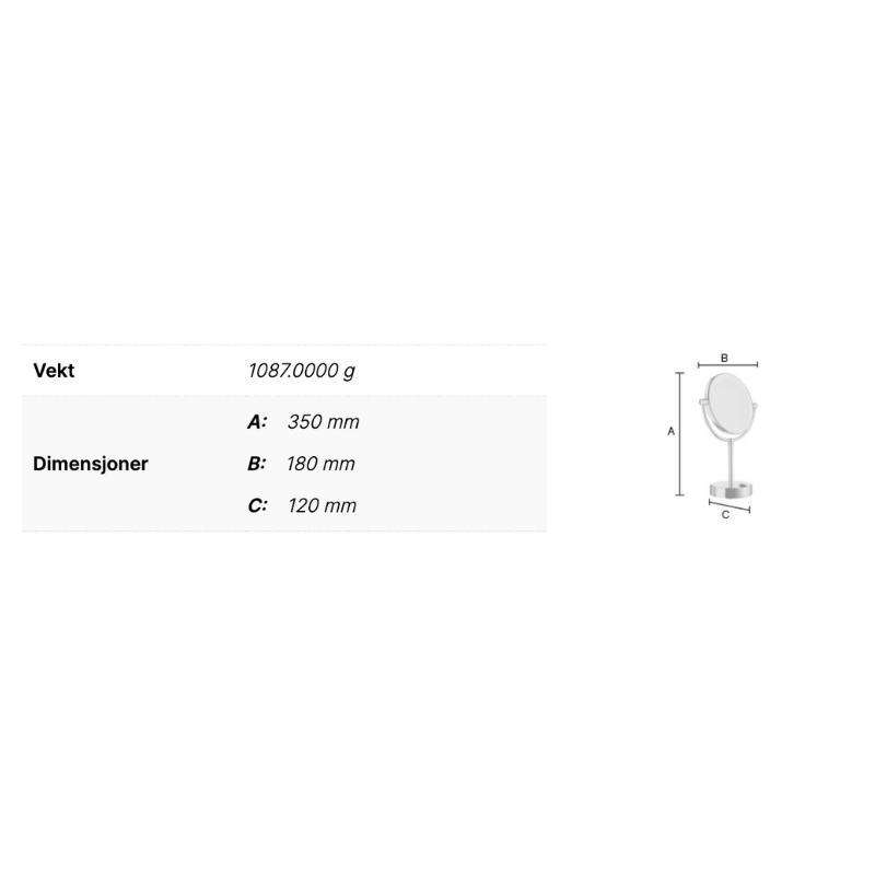Smedbo FK474E Sminkespeil 5x LED Lys Krom Smedbo Sminkespeil SM-FK474E