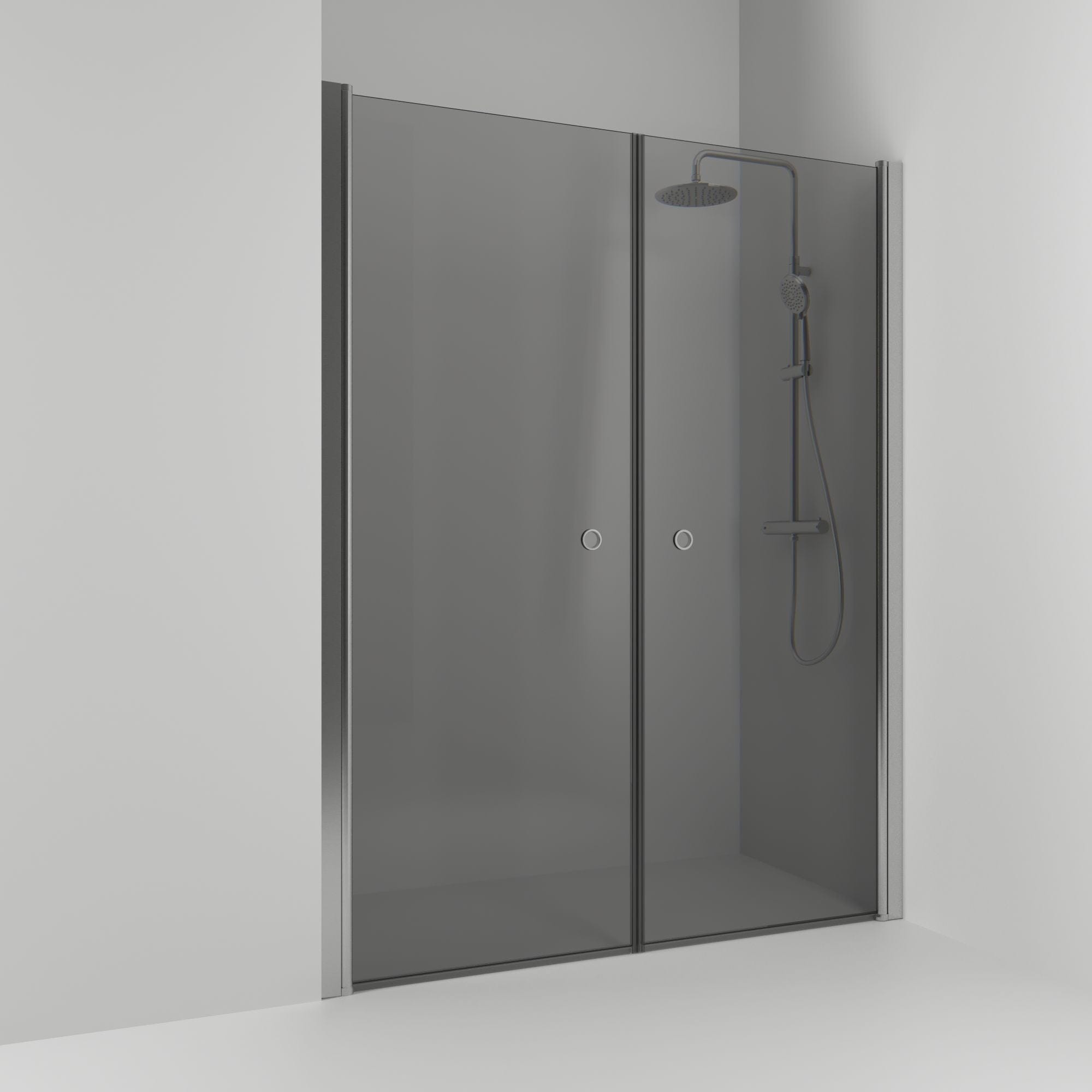 Svedbergs Skoga Dusjnisje Rett Dobbel Matt aluminium / 138cm / Røkfarget glass Svedbergs Dusjnisje SV-60211370