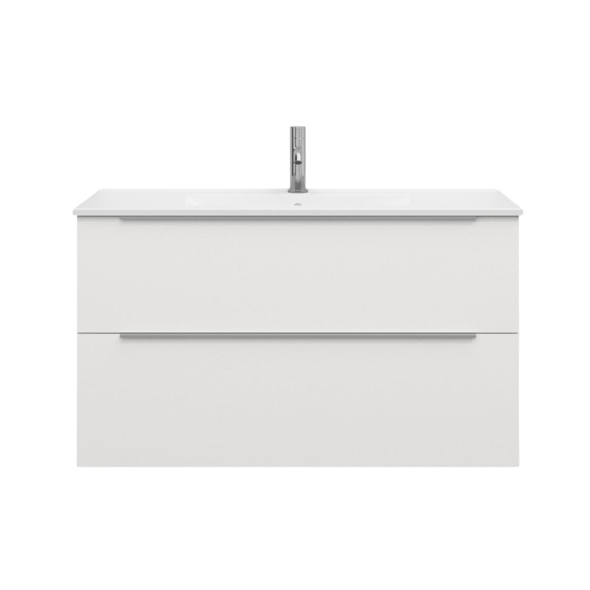 Svedbergs STILL Servantskap D45 med 2 skuff Hvit / 100cm / Integrert håndtak alu Svedbergs Servantskap SV-5100413-2