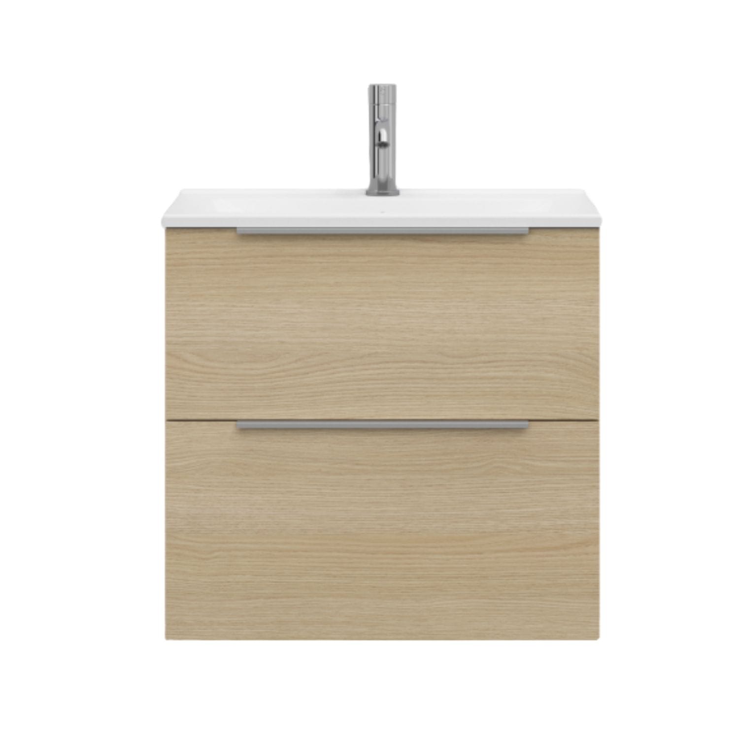 Svedbergs STILLA Slim D35 Servantskap med 2 skuff Lys eik / 60cm / Integrert håndtak alu Svedbergs Servantskap SV-560343