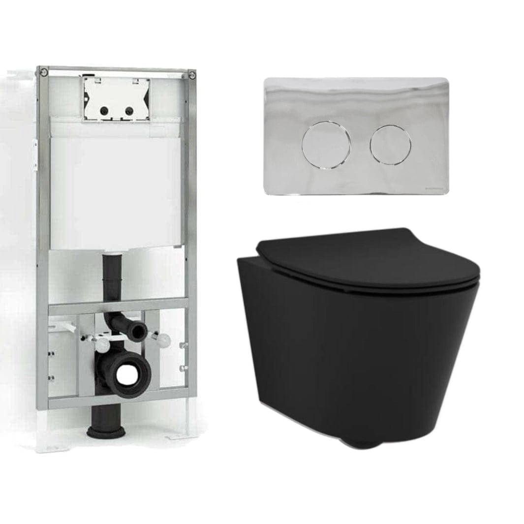 Svedbergs Vege Rimless 3-i-1 Toalettpakke Svart matt / Krom Svedbergs Toalettpakker BUN-90770KRO