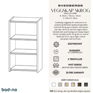 Svedbergs Veggskap Skrog Vaskerom uten dør