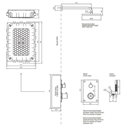 Tapwell BOX7268 ED2 Innfelt Takdusj Innbygging