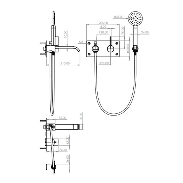 Tapwell ARM036 Badekararmatur for innbygging