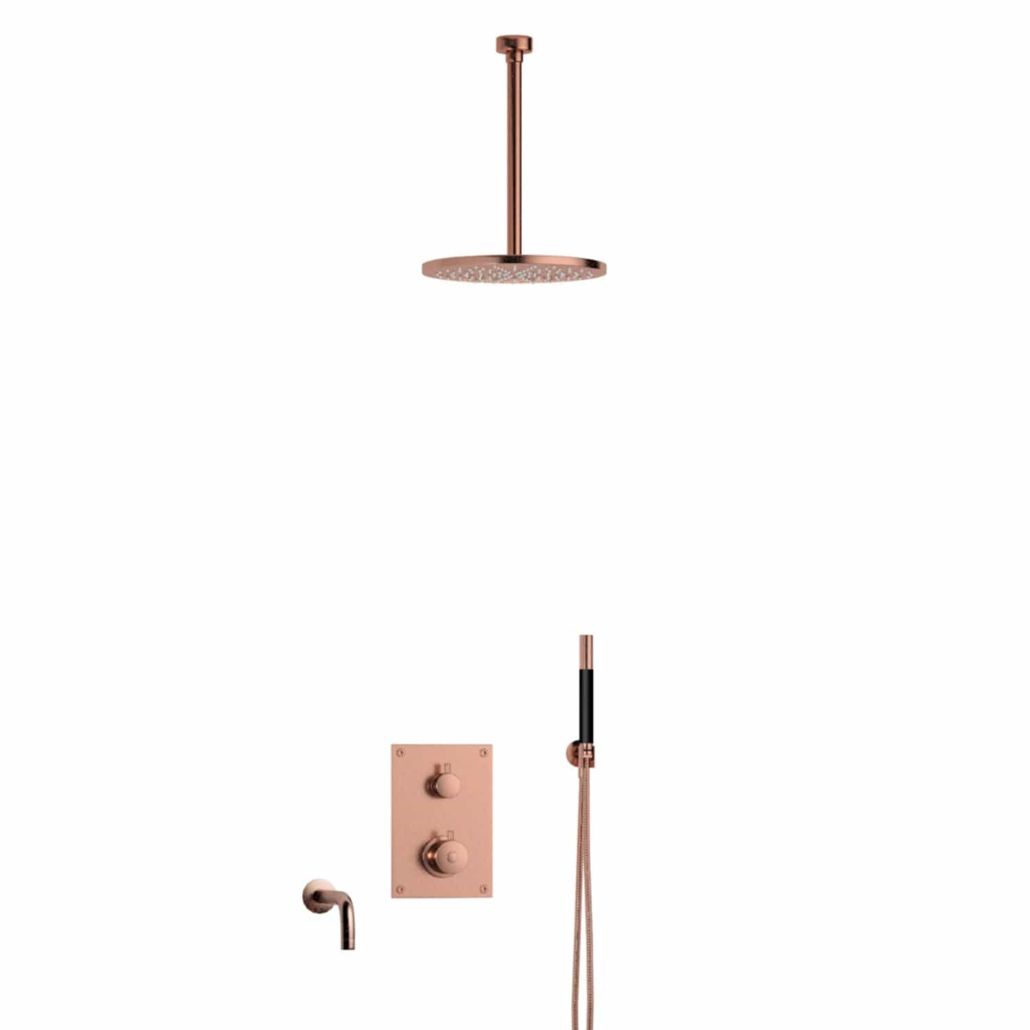 Tapwell BOX7368 Takdusj Innbygging Takmontert Oksiderende kobber / 300mm / Ø300mm Tapwell Dusjsett TA-9425113