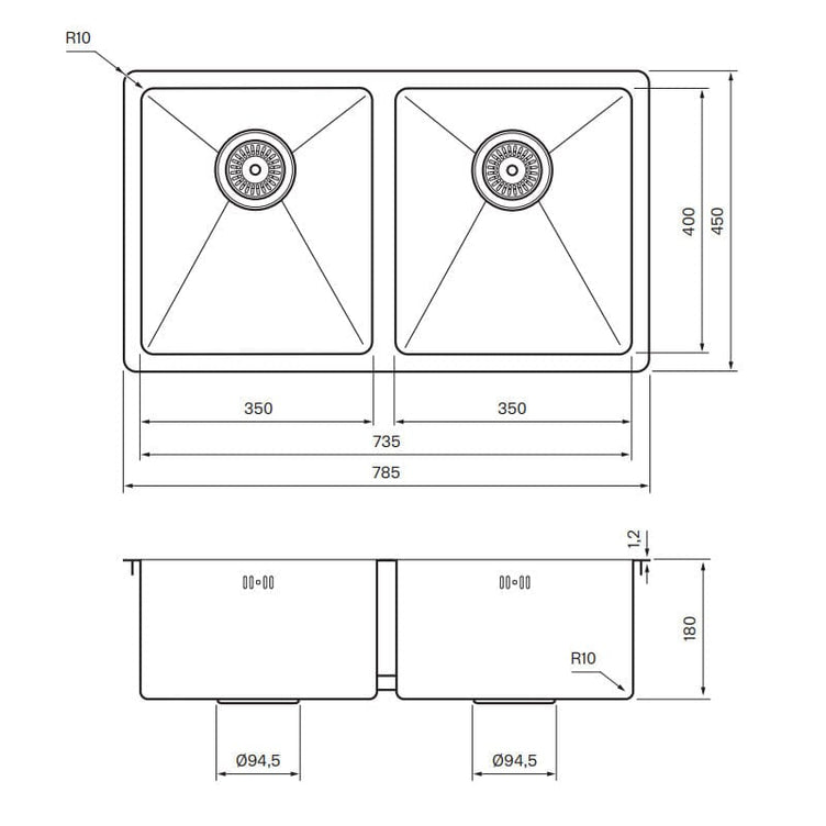 Tapwell TA4040 PVD Kjøkkenvask