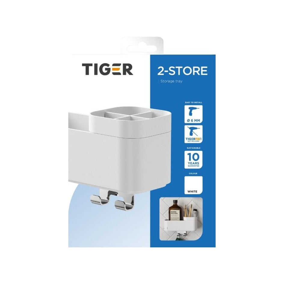 Tiger 2-Store Dusjkurv med Krok og Inndeler Tiger Dusjhylle