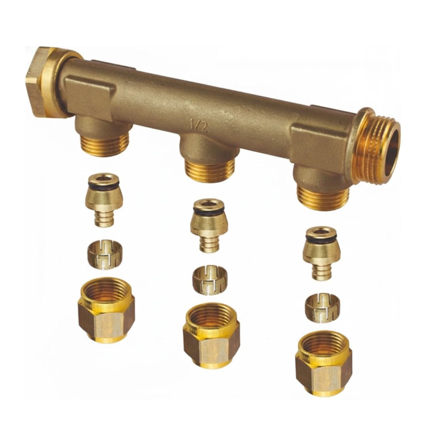 Uponor Aqua Plus WTR Fordeler Løpemutter - 3 Uttak 50mm Uponor Fordeler tappevann HEI-5110473