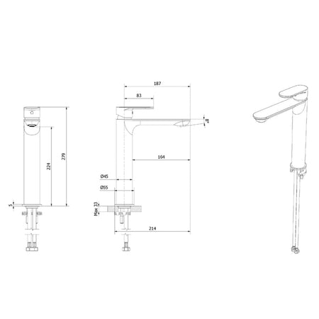 Vikingbad Embla Høy Servantbatteri H297mm